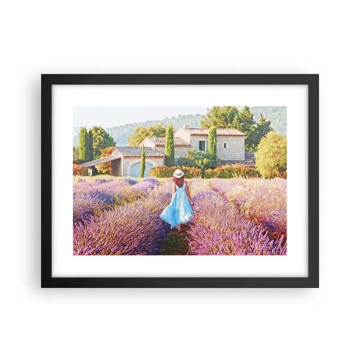 Plakat w czarnej ramie - Lawendowa dziewczyna - 40x30 cm