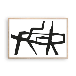 Plakat w ramie jasny dąb - Czarno-biała konstrukcja - 91x61 cm