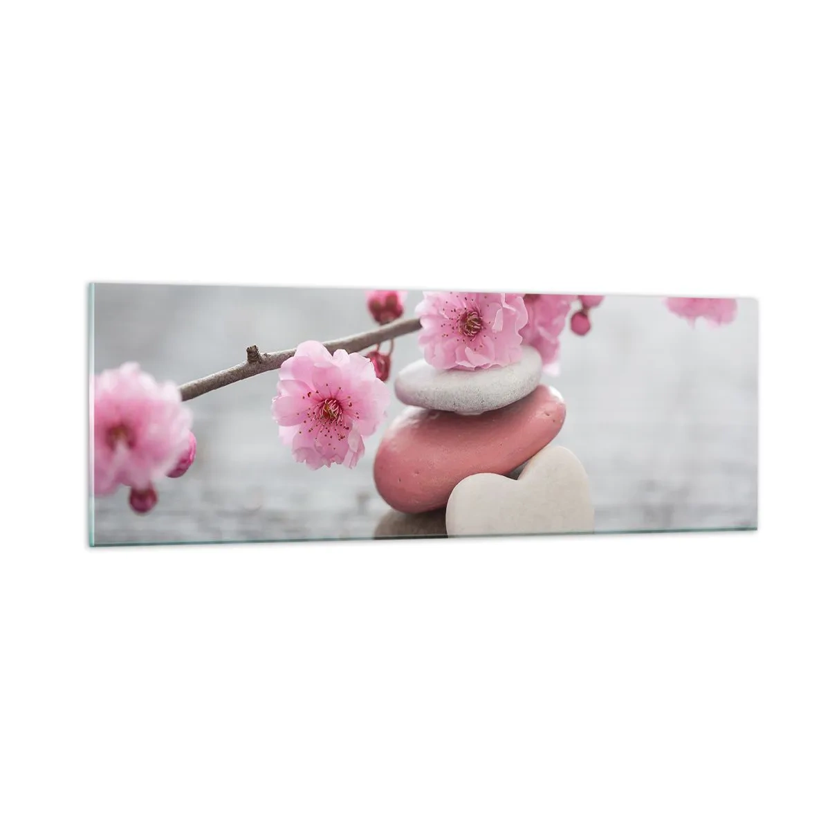 Obraz na szkle - Błogość z kwiatem wiśni - 90x30 cm