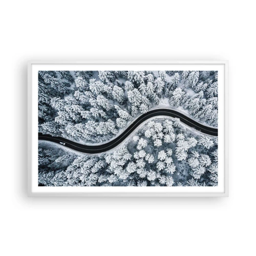 Plakat w białej ramie - Przez zimowy las - 91x61 cm
