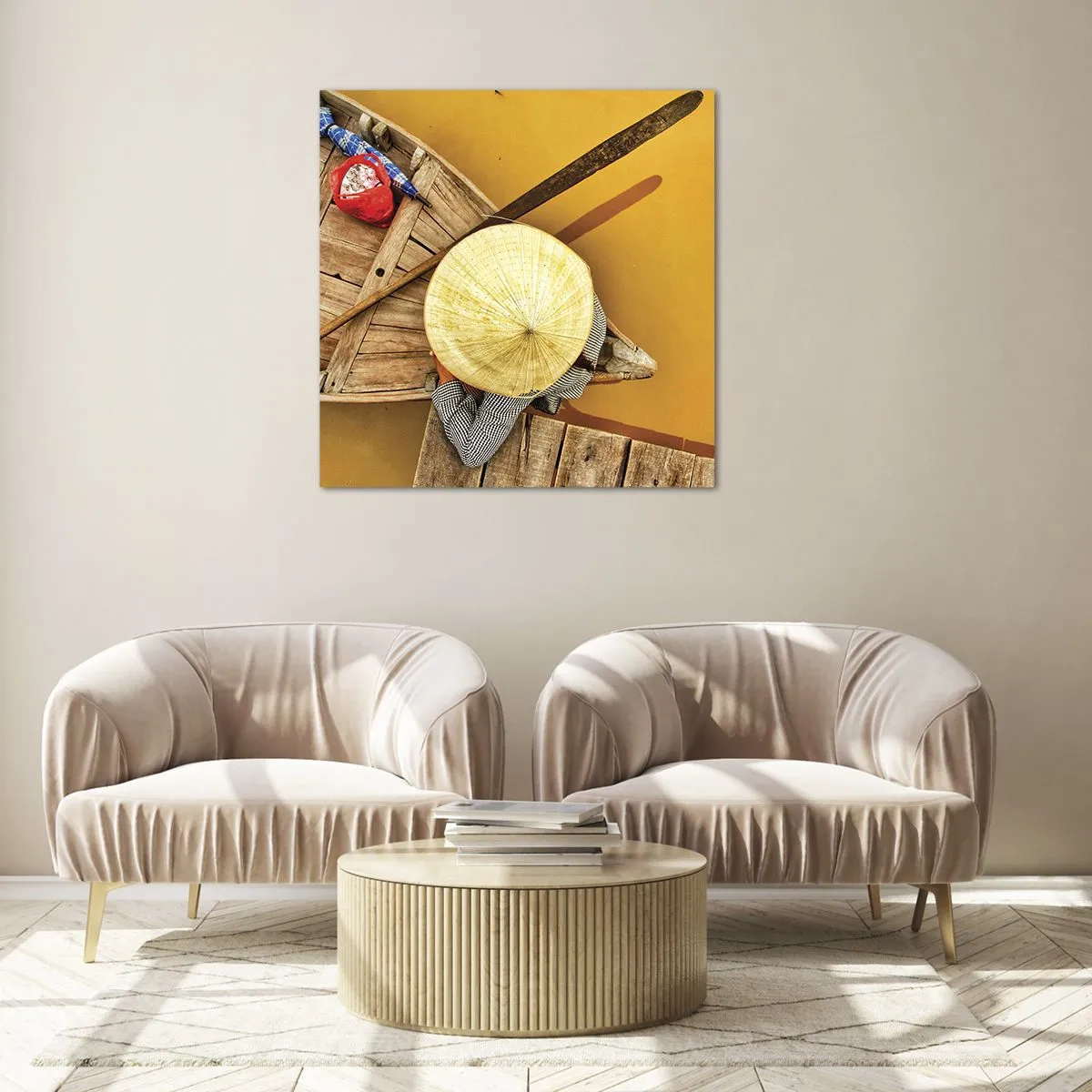 Obraz na szkle - Życie na żółtej rzece - 60x60 cm