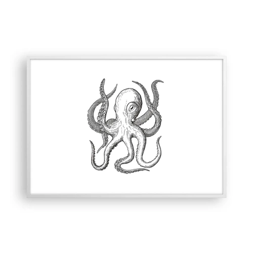 Plakat w białej ramie - Tańcząca z falami - 100x70 cm