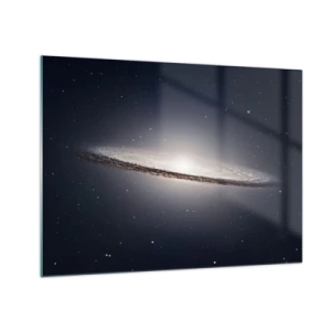 Obraz na szkle - Galaktyka spiralna unosząca się w przestrzeni kosmicznej - 70x50cm - Dawno temu w odległej galaktyce… - Nowoczesna dekoracja ścienna do salonu i sypialni ARTTOR