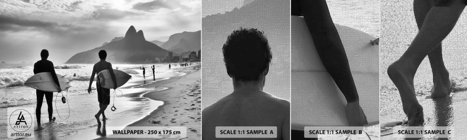 Fototapeta Próbka Premium Canvas - Samba na jedną falę - Surfer, Brazylia, Morze - 100x30 cm