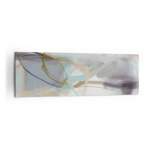 Obraz na płótnie - Pastelowa abstrakcja z delikatnymi liniami - 160x50cm - Abstrakcja zamglona - Nowoczesna dekoracja ścienna do salonu i sypialni ARTTOR