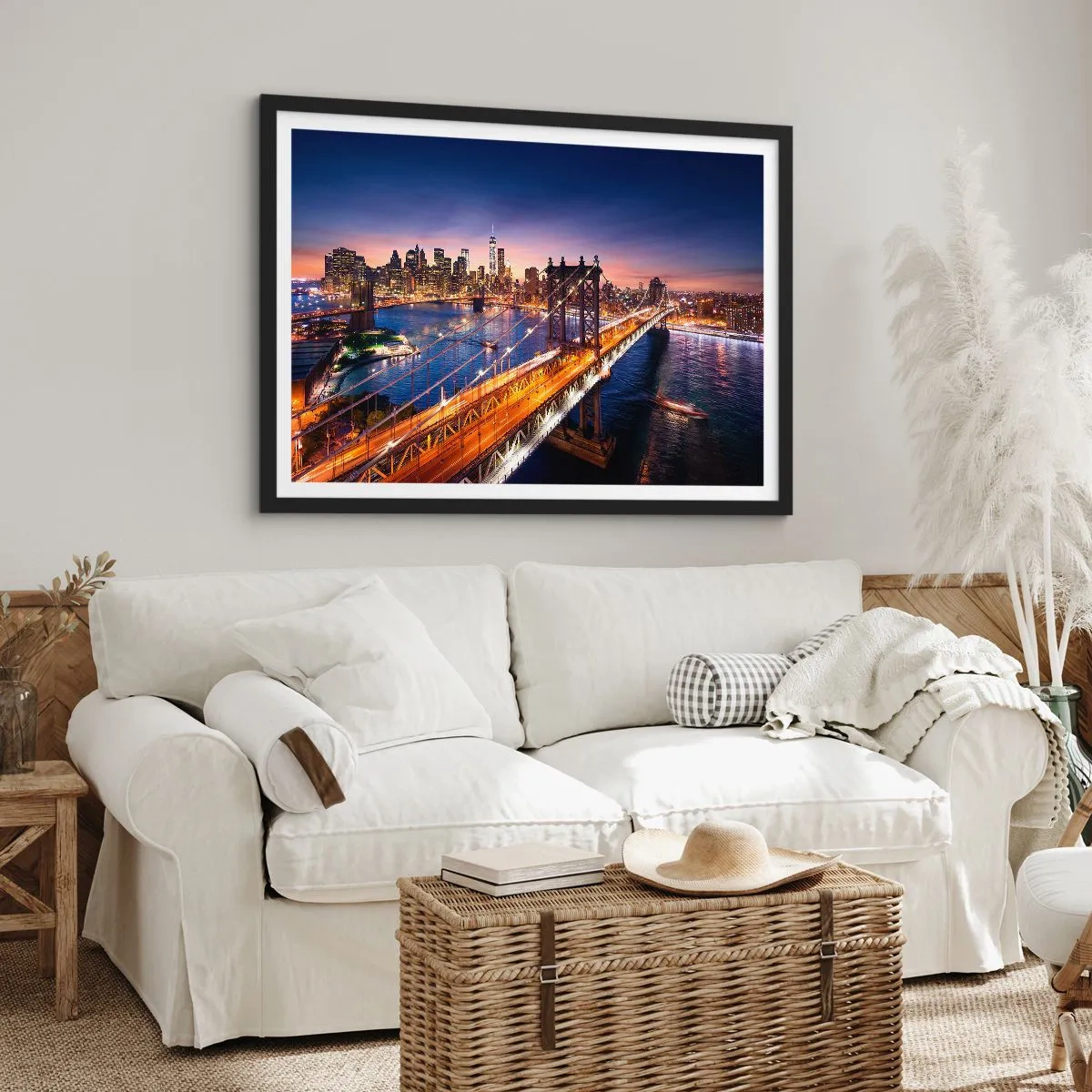 Plakat w czarnej ramie - Świetlistym mostem do serca miasta - 40x30 cm