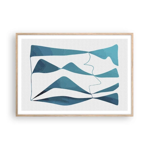 Plakat w ramie jasny dąb - Abstrakcja: turkusowy związek - 100x70 cm