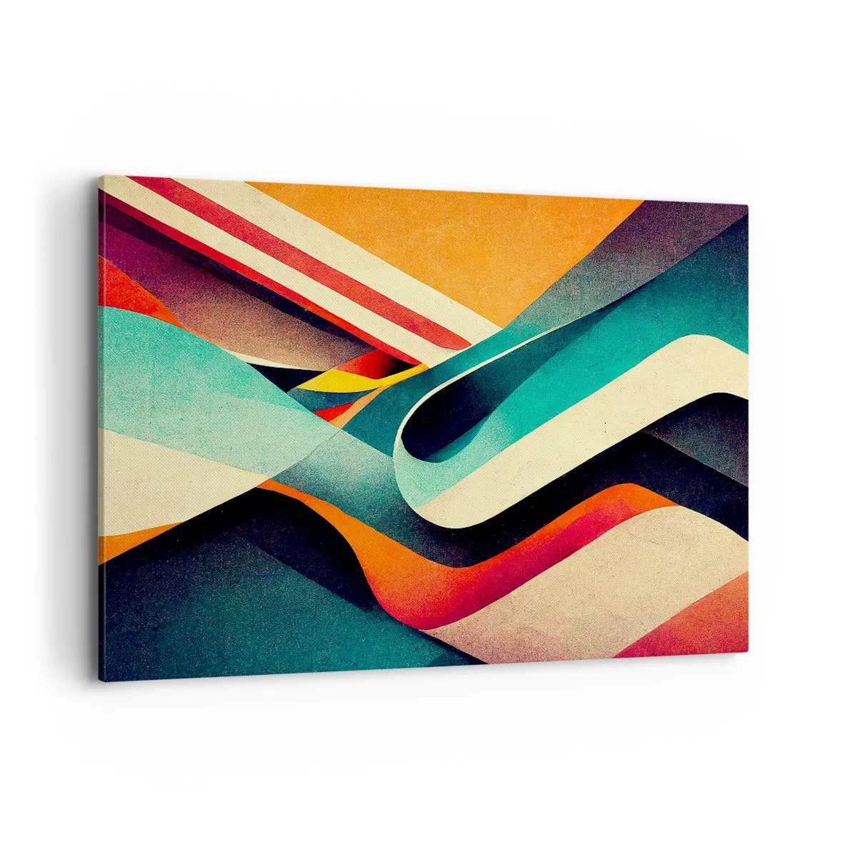 Obraz na płótnie - Kolorowe fale abstrakcyjne w dynamicznej kompozycji - 100x70cm - Kompozycja intensywna - Nowoczesna dekoracja ścienna do salonu, kuchni i sypialni ARTTOR