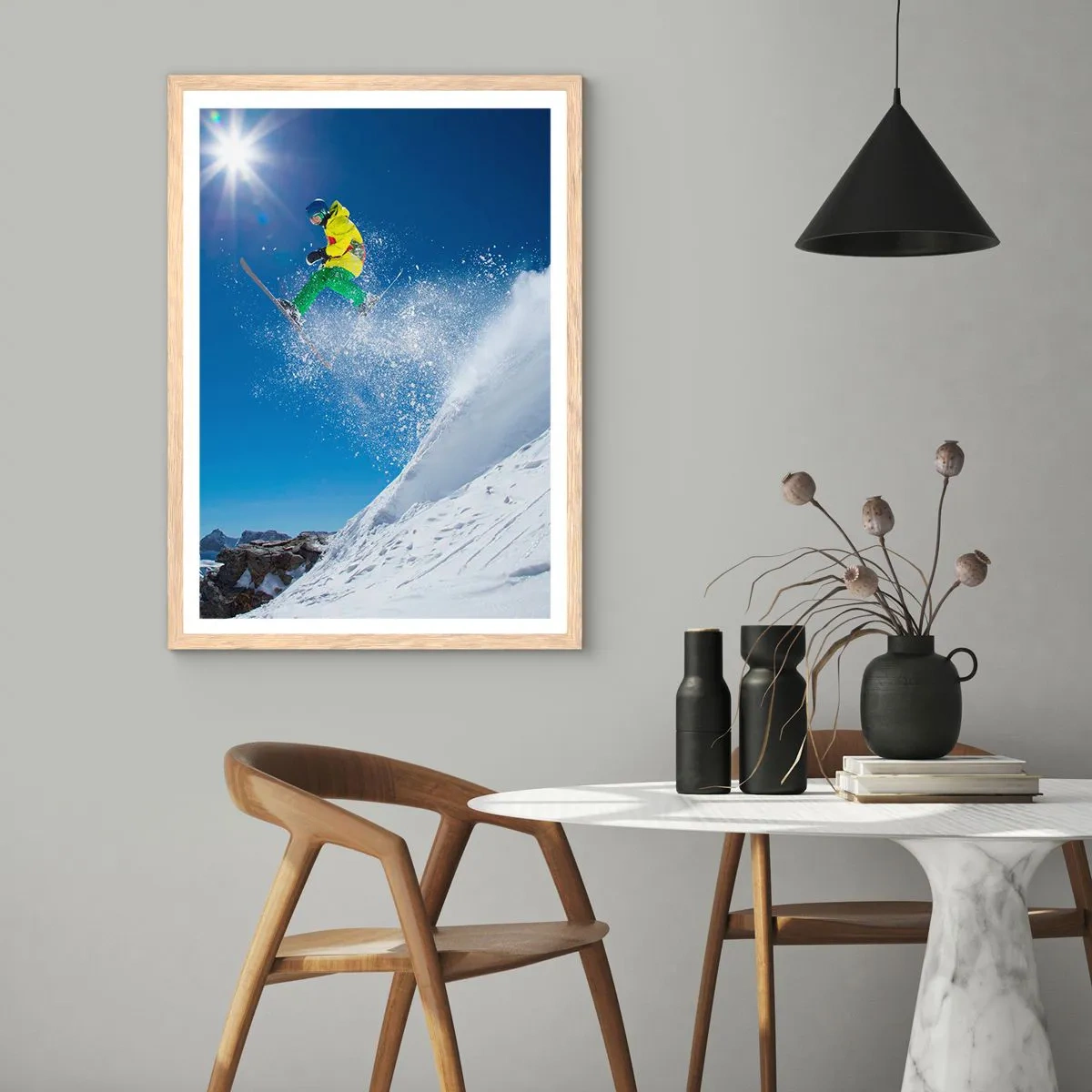 Plakat w ramie jasny dąb - Tańczący z górami - 40x50 cm