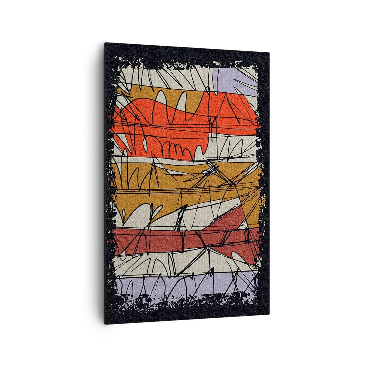 Obraz na płótnie - Abstrakcyjna kompozycja w intensywnych kolorach - 80x120cm - Kompozycja spontaniczna - Nowoczesna dekoracja ścienna do salonu i sypialni ARTTOR