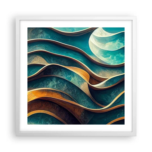 Plakat w białej ramie - Meandry błękitu - 50x50 cm