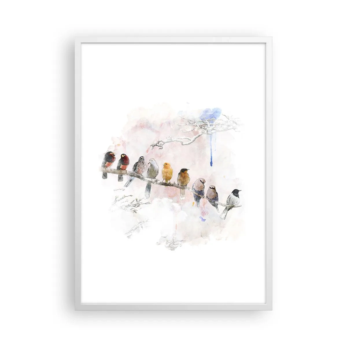 Plakat w białej ramie - Skrzydlate spotkanie - 50x70 cm