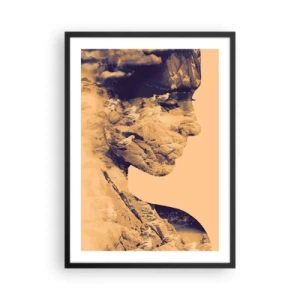 Plakat w czarnej ramie - Portret z krajobrazem w stylistyce double exposure - 50x70cm - Piękna z natury - Nowoczesna dekoracja ścienna do salonu i sypialni ARTTOR