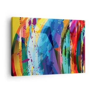 Obraz na płótnie - Kolorowa abstrakcja w dynamicznych wzorach i kształtach - 70x50cm - Kolorowy zawrót głowy - Nowoczesna dekoracja ścienna do salonu i sypialni ARTTOR