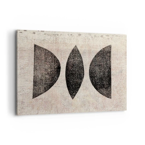 Obraz na płótnie - Etniczne kształty w ciemnych tonacjach na jasnym tle - 100x70cm - Etniczna abstrakcja - Nowoczesna dekoracja ścienna do salonu, kuchni i sypialni ARTTOR