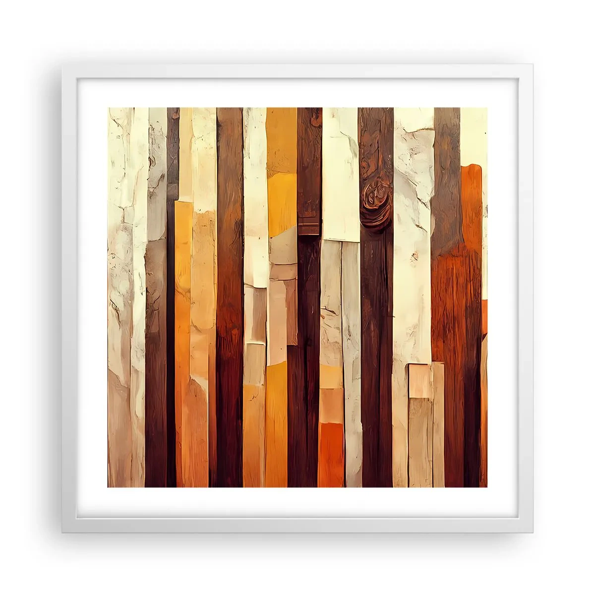 Plakat w białej ramie - Hymn leśnych drzew - 50x50 cm