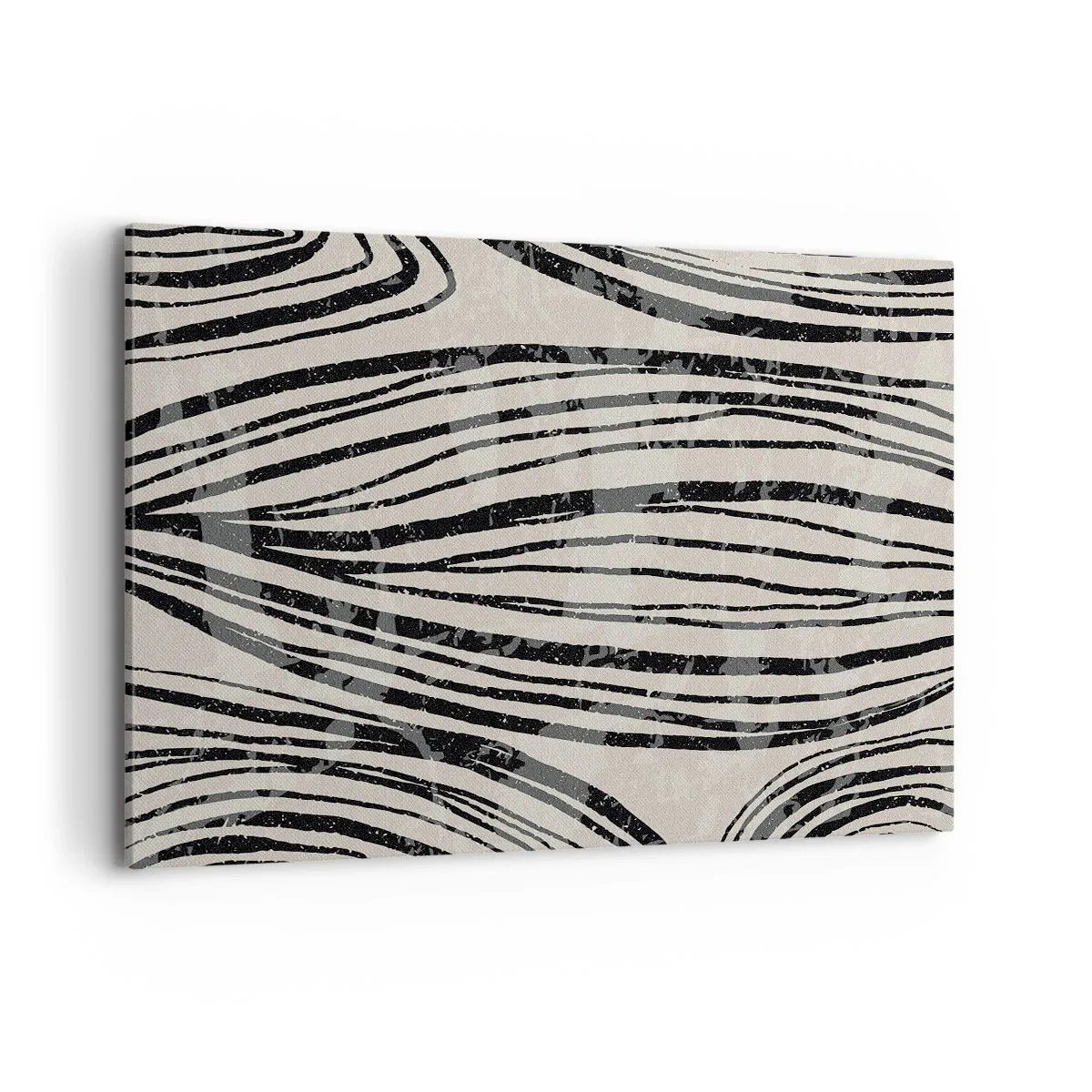 Obraz na płótnie - Abstrakcyjne fale w czarno-białych odcieniach - 120x80cm - Rozlewisko linii - Nowoczesna dekoracja ścienna do salonu, kuchni i sypialni ARTTOR