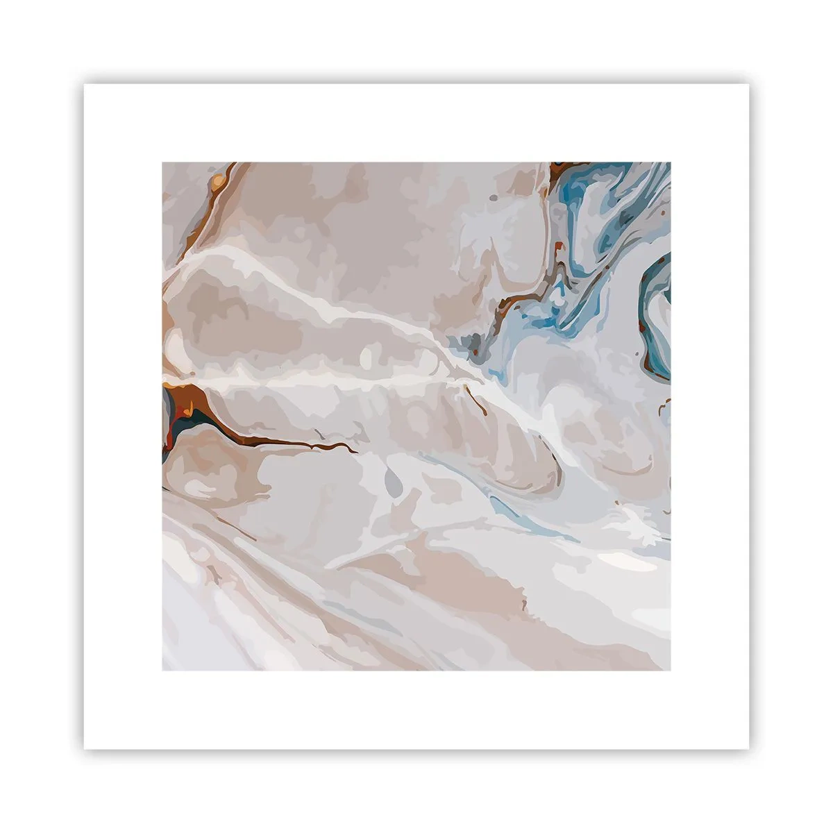 Plakat - Błękitne meandry pod bielą - 30x30 cm
