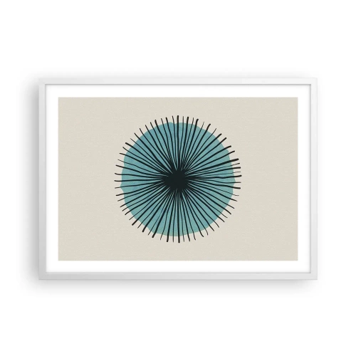 Plakat w białej ramie - Promieniście na błękicie - 70x50 cm