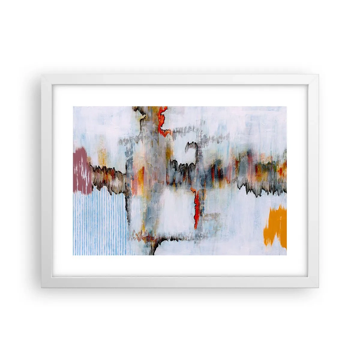 Plakat w białej ramie - Patykiem na wodzie - 40x30 cm