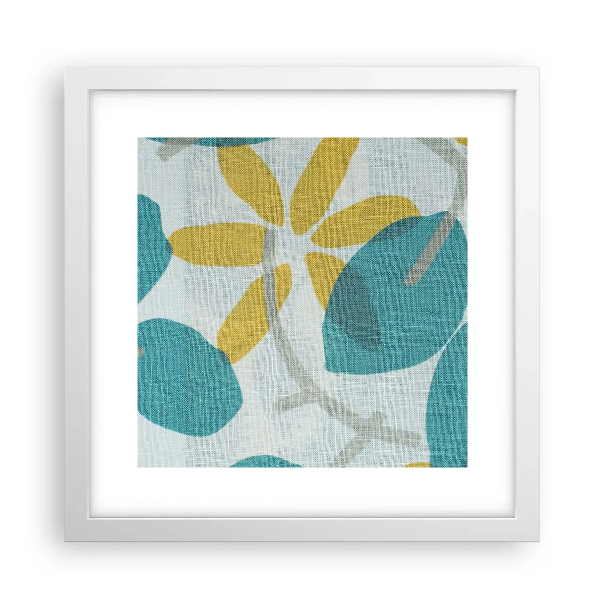Plakat w białej ramie - Wśród lazurowych liści - 30x30 cm