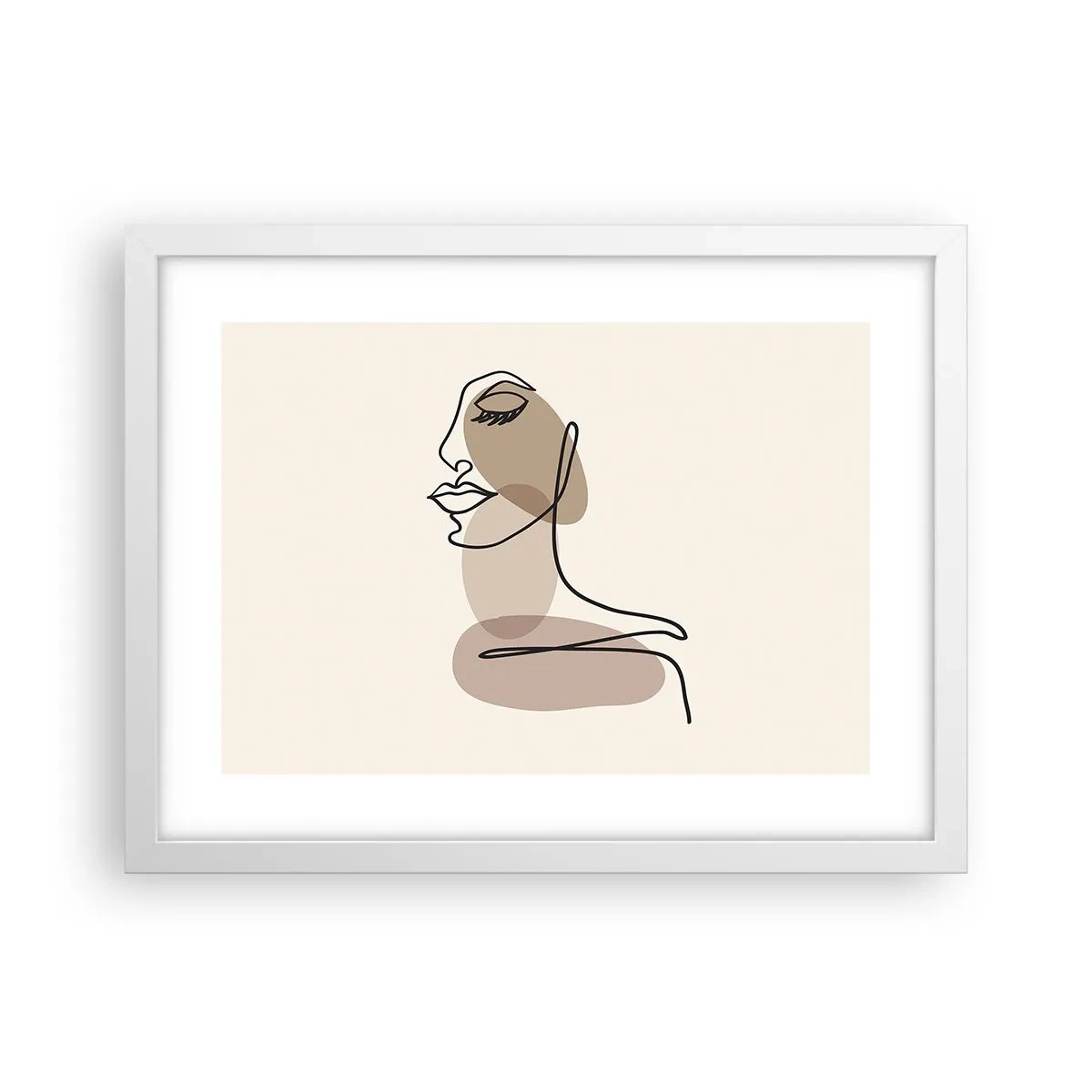 Plakat w białej ramie - Zasłuchana w siebie - 40x30 cm