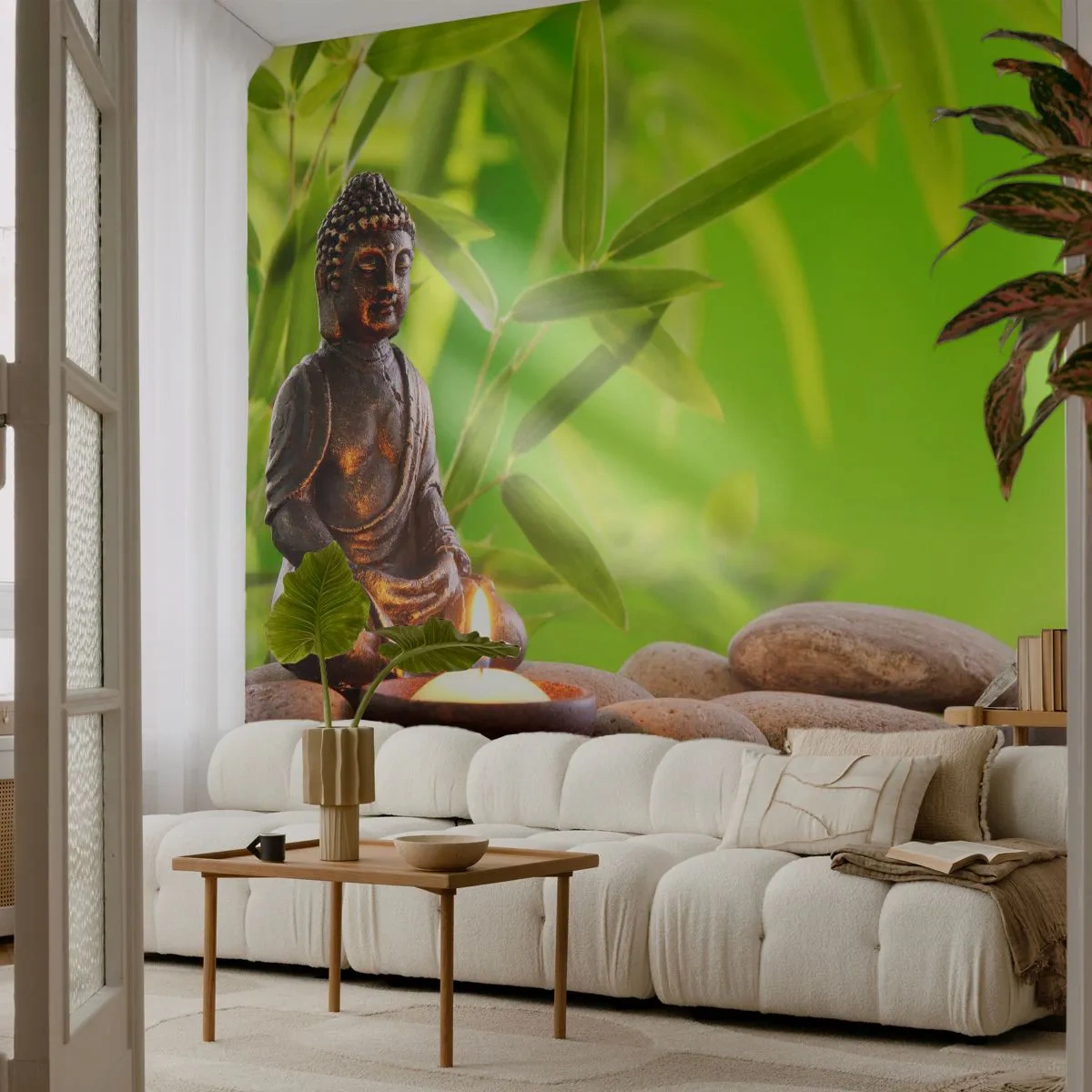 Fototapeta Premium Sand - Życie jest piękne - Budda, Bambus, Spa - 400x280 cm
