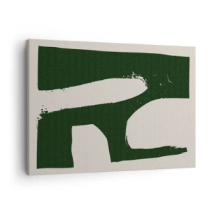 Obraz na płótnie - Minimalistyczny abstrakt w zieleni na jasnym tle - 70x50cm - Zatoki bieli - Nowoczesna dekoracja ścienna do salonu i sypialni ARTTOR