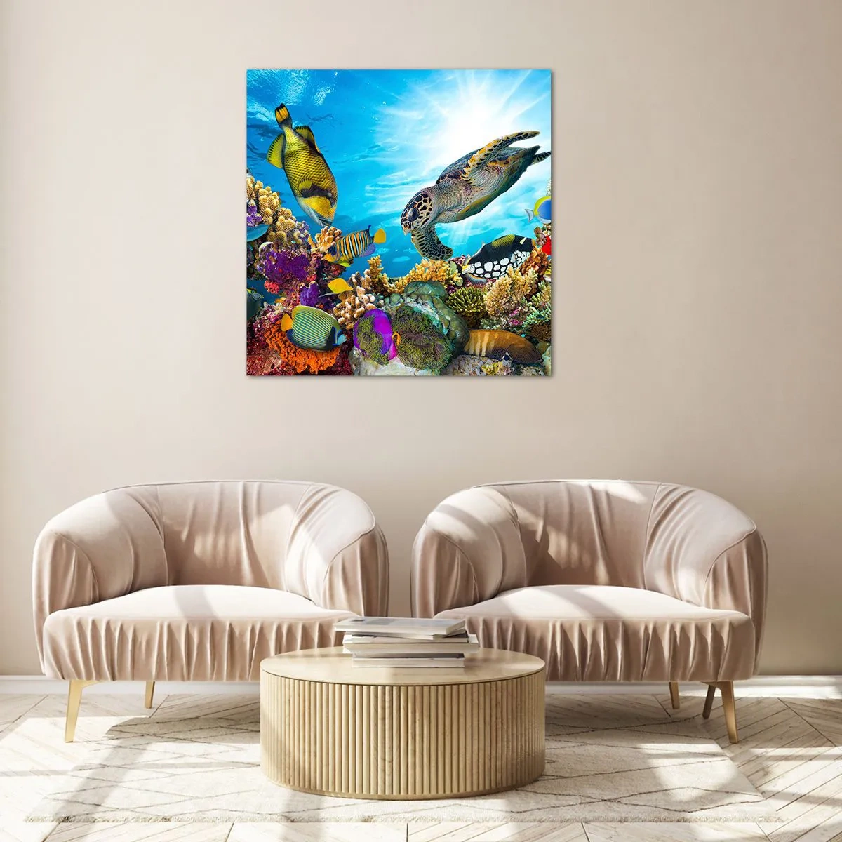 Obraz na szkle - Koralowa promenada - 50x50 cm