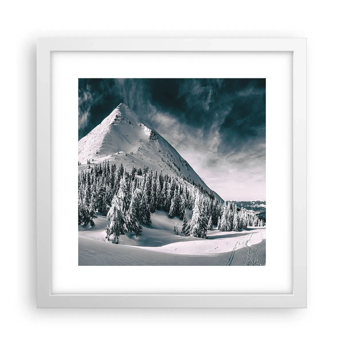 Plakat w białej ramie - Kraina śniegu i lodu - 30x30 cm