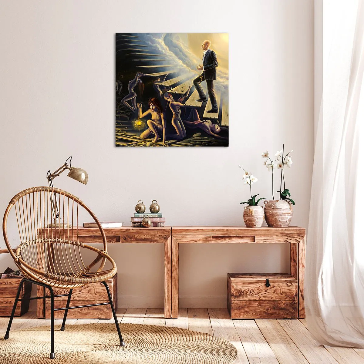 Obraz na płótnie - Dantejska wędrówka ku światłu - 50x50 cm