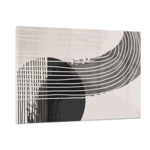Obraz na szkle - Czarno-biała abstrakcja z liniami i geometrycznymi kształtami - 120x80cm - Tam i z powrotem - Nowoczesna dekoracja ścienna do salonu, kuchni i sypialni ARTTOR