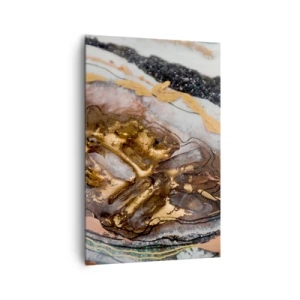 Obraz na płótnie - Abstrakcyjna kompozycja z elementami złota i kryształów - 80x120cm - Żywioł ziemi - Nowoczesna dekoracja ścienna do salonu i sypialni ARTTOR
