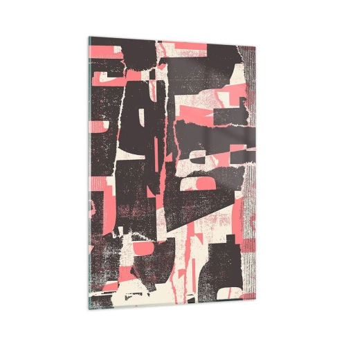 Obraz na szkle - Abstrakcyjna kompozycja w odcieniach różu i brązu - 80x120cm - Cały ten zgiełk - Nowoczesna dekoracja ścienna do salonu i sypialni ARTTOR