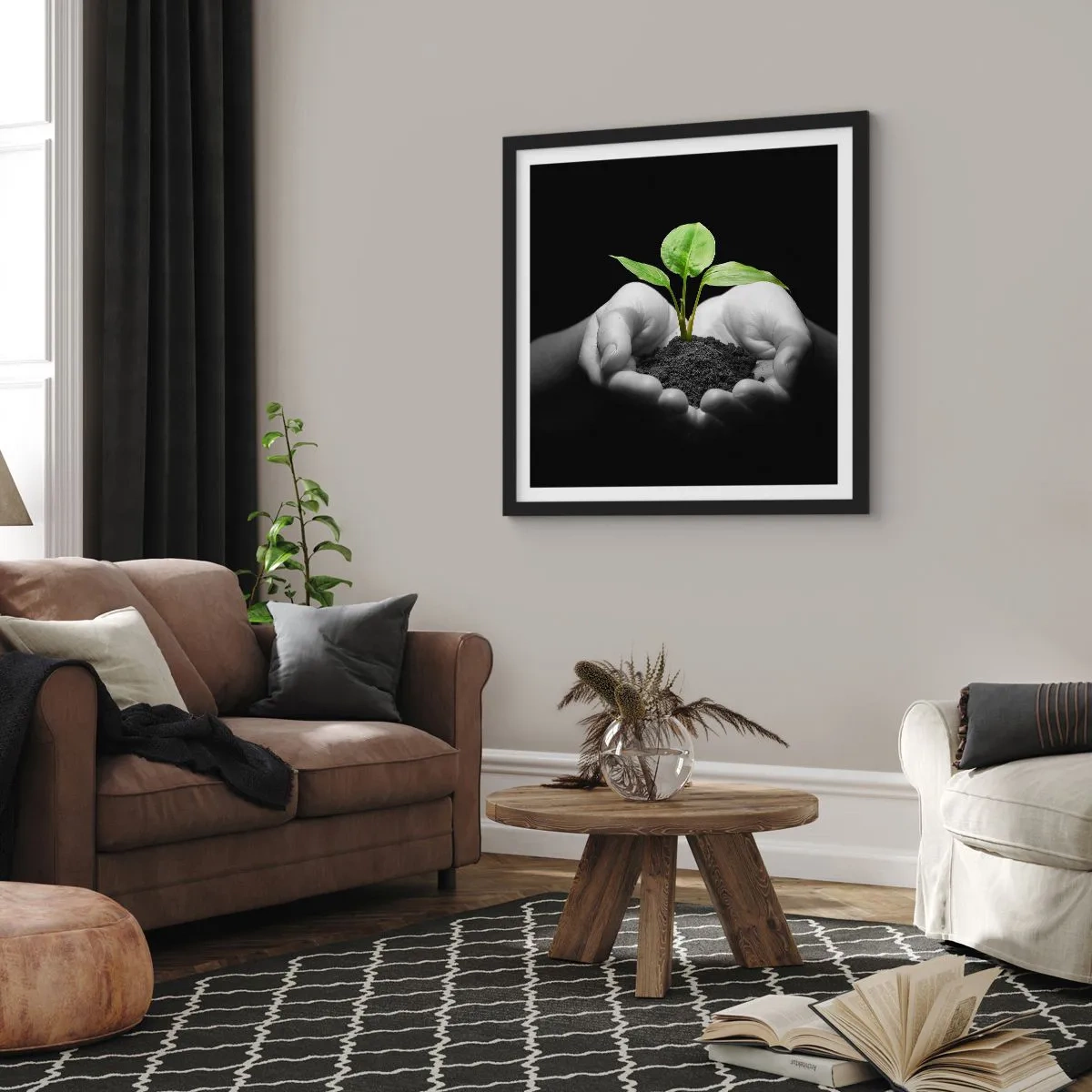 Plakat w czarnej ramie - Kocham naturę, chronię ją - 60x60 cm