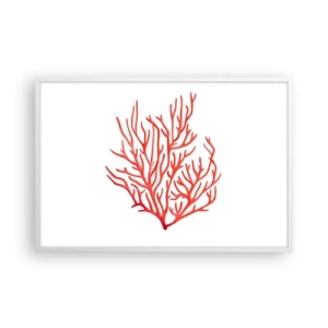 Plakat w białej ramie - Koralowy filigran - 91x61 cm