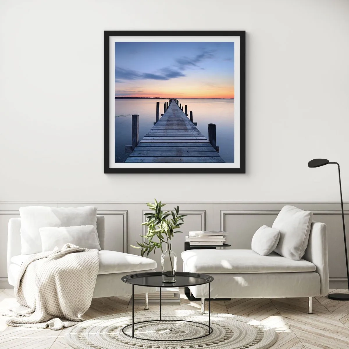 Plakat w czarnej ramie - Spokój pogodnego zmierzchu - 60x60 cm