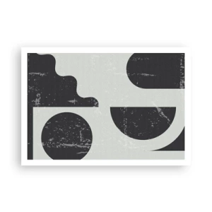 Plakat - Geometryczne wzory w odcieniach czerni i szarości - 100x70cm - Kompozycja ponad i pod - Nowoczesna dekoracja ścienna do salonu i sypialni ARTTOR