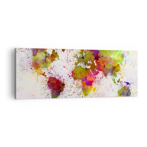 Obraz na płótnie - Kolorowa mapa świata w abstrakcyjnej stylistyce - 140x50cm - Jakoś tak samo wyszło - Nowoczesna dekoracja ścienna do salonu i sypialni ARTTOR