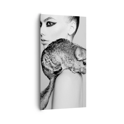 Obraz na płótnie - Dama z szynszylą - 65x120 cm