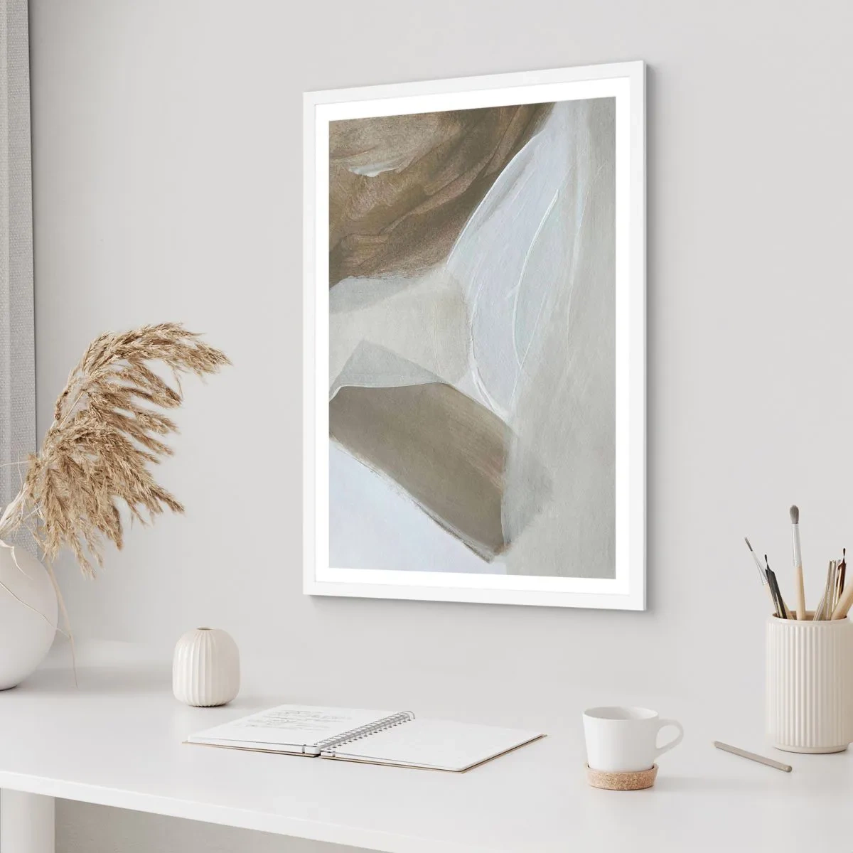 Plakat w białej ramie - Fala bieli - 70x100 cm