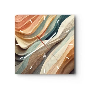 Zegar ścienny - Abstrakcyjne fale w pastelowych odcieniach - 30x30cm - Chwila przed zmianą - Nowoczesna dekoracja ścienna do salonu i sypialni ARTTOR