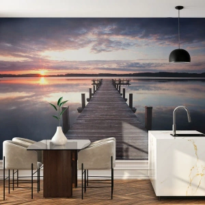 Fototapeta Samoprzylepna Deluxe Sticker - Cicha granica dnia i nocy - Krajobraz, Jezioro, Zachód Słońca - 400x280 cm