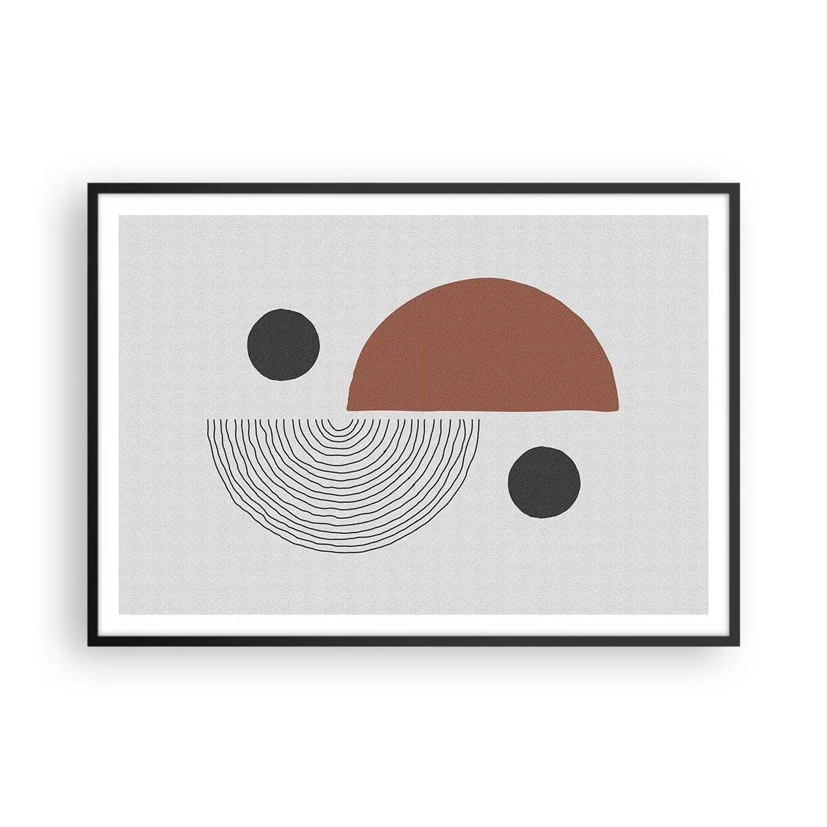 Plakat w czarnej ramie - Geometryczne kształty w odcieniach brązu i czerni - 100x70cm - Doskonałość koła - Nowoczesna dekoracja ścienna do salonu i sypialni ARTTOR
