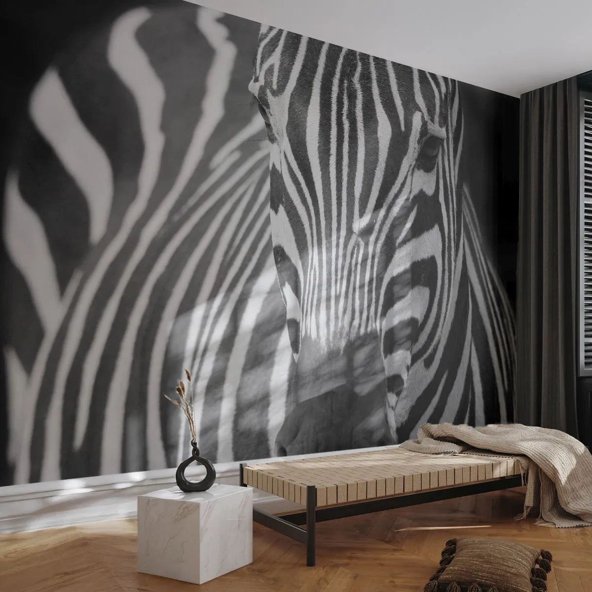 Fototapeta Samoprzylepna Deluxe Sticker - Świat jest czarno-biały - Zwierzęta, Zebra, Czarno-Biały - 250x175 cm