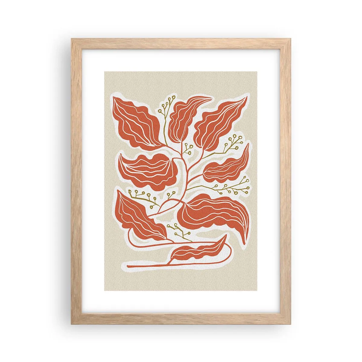 Plakat w ramie jasny dąb - Ludowo i koralowo - 30x40 cm