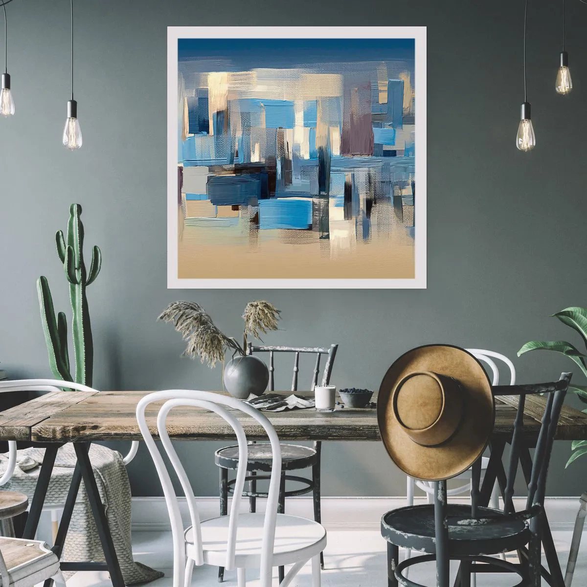 Plakat - Błękitna konstrukcja - 40x40 cm