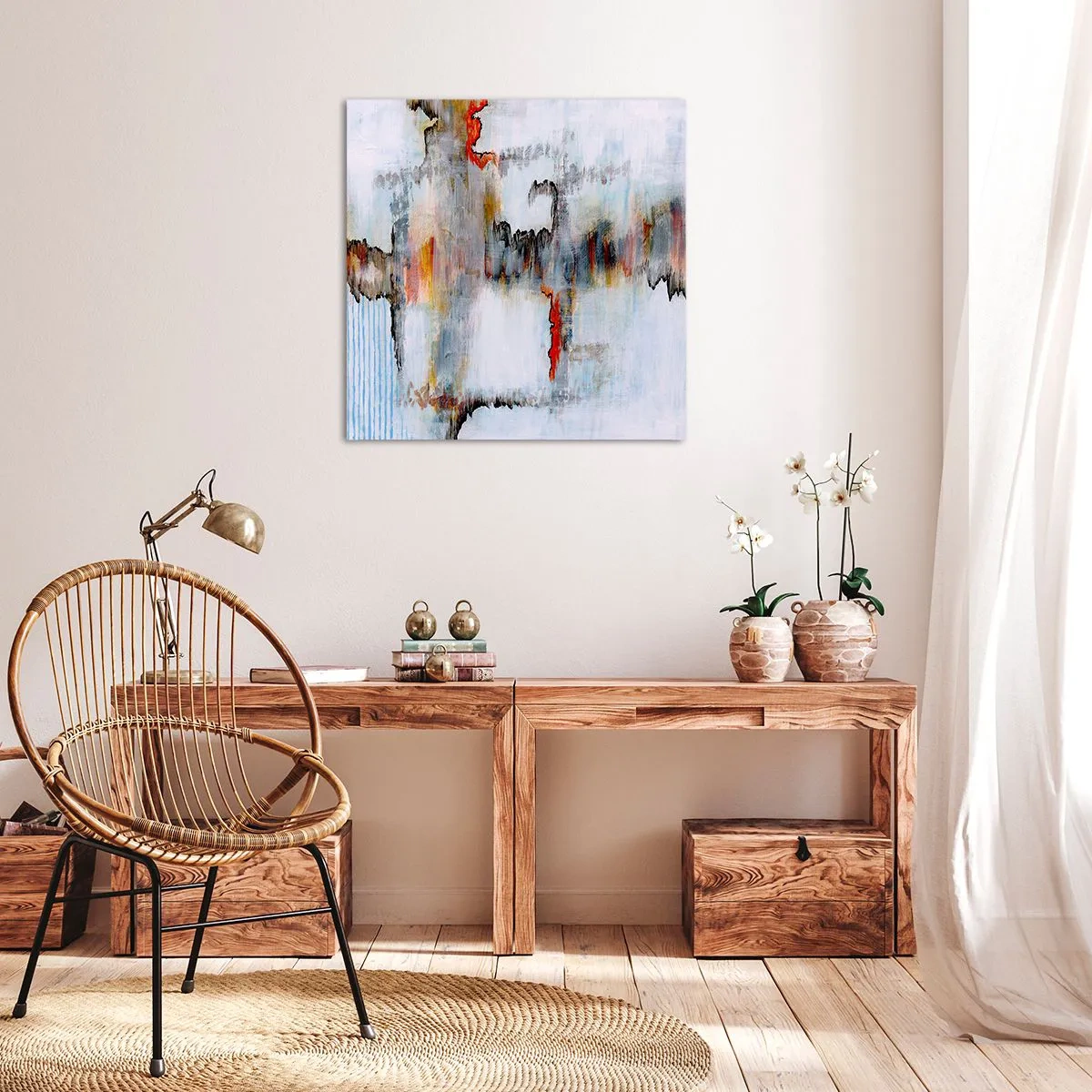 Obraz na płótnie - Patykiem na wodzie - 40x40 cm