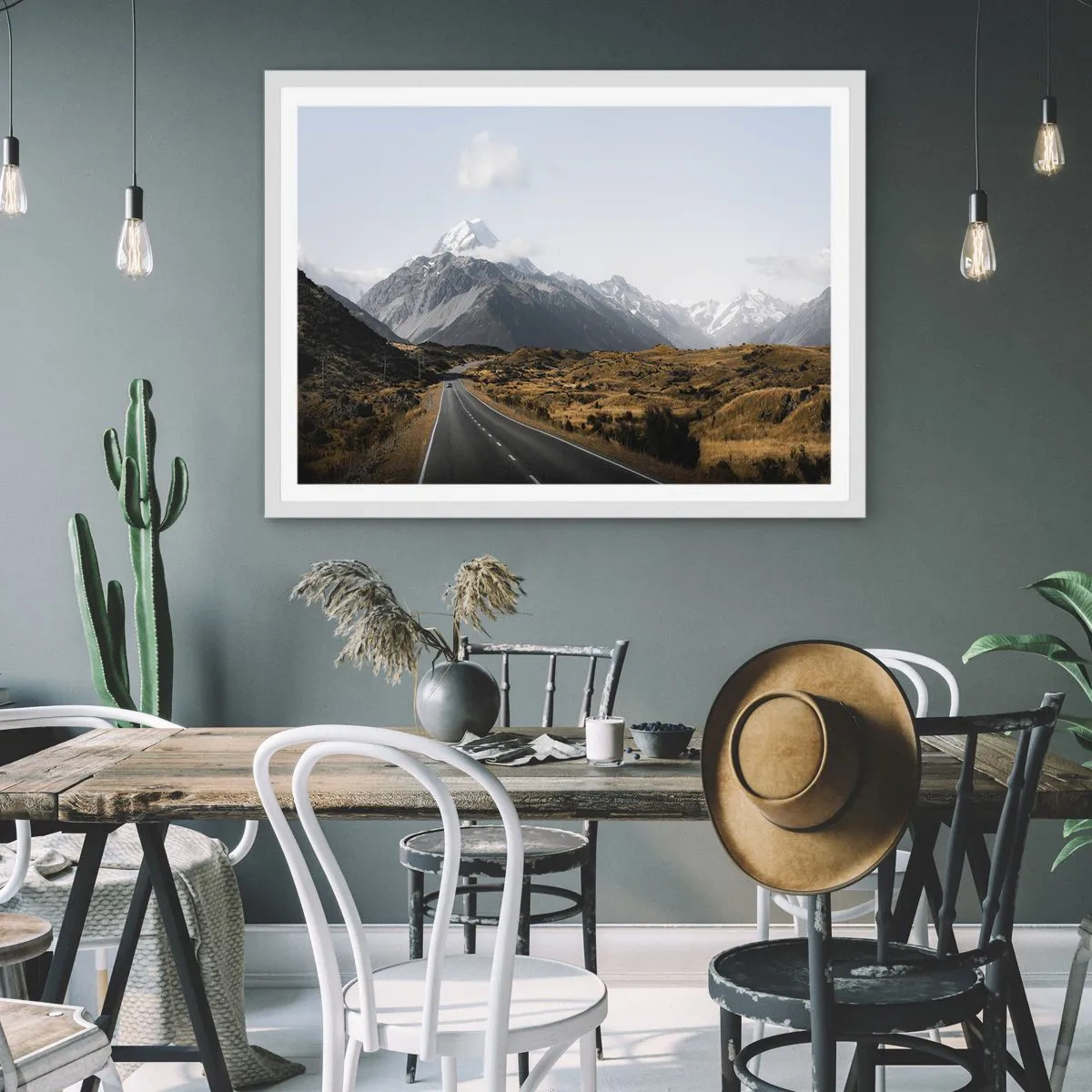 Plakat w białej ramie - Droga do serca gór - 100x70 cm