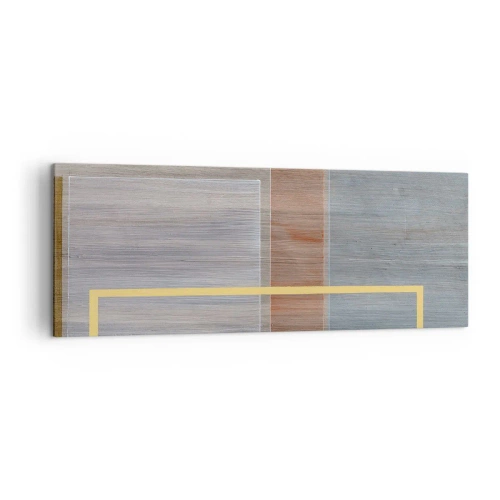 Obraz na płótnie - Geometryczna kompozycja w pastelowych barwach z prostokątami - 140x50cm - Prosto i spokojnie - Nowoczesna dekoracja ścienna do salonu i sypialni ARTTOR